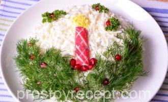 Салат Свеча с крабовыми палочками грибами и курицей Шаг 9 - «Салат Свеча с крабовыми палочками грибами и курицей»