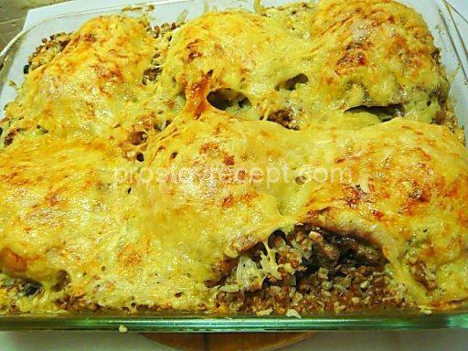 Окорочка с гречкой сыром сметаной в духовке