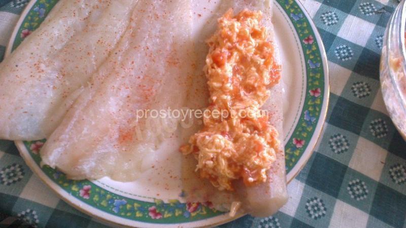 Рулеты из филе минтая с рисом