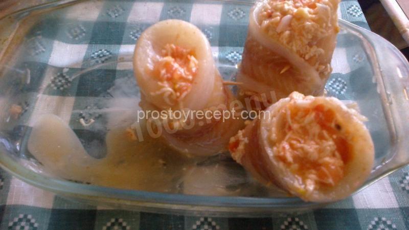 Рулеты из филе минтая с рисом