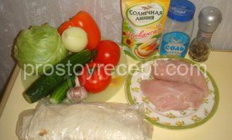 Шаурма с курицей в лаваше на сковороде Шаурма с курицей в лаваше на сковороде - Шаг 1